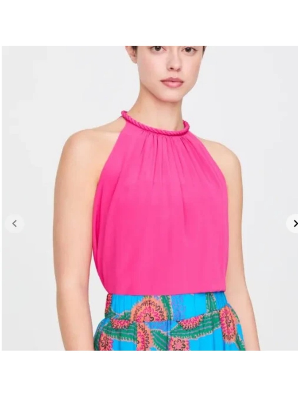 Marie Oliver Pink Silk Rope Neck Sleeveless Top - size Medium
